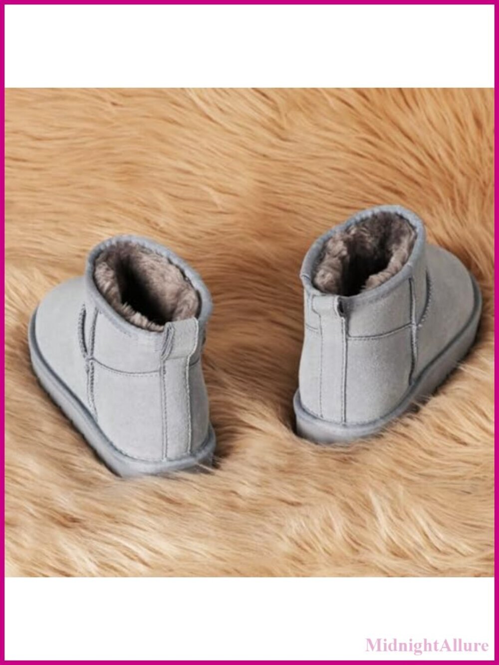 Genuine Suede Ankle Winter Snow Boots Faux Fur Lined - Picture 2 of 6